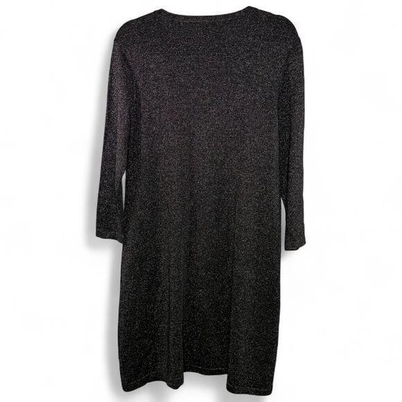 J. McLaughlin Black Metallic Knit Midi Dress Size Small Shimmer Minimalist Party - Picture 8 of 10